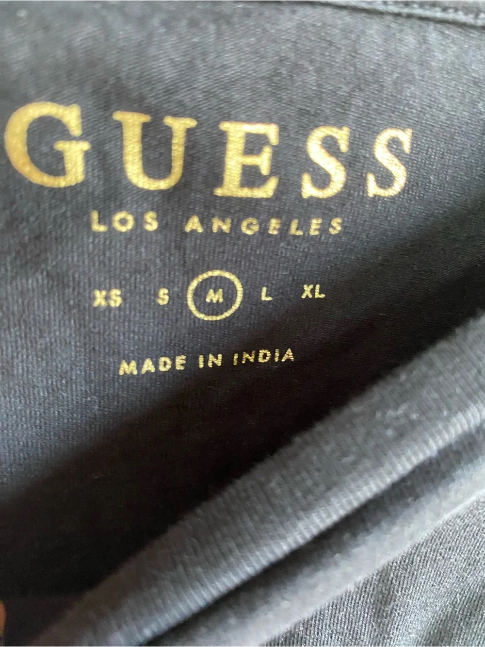 GUESS Black Long-Sleeve Rhinestone Logo Tee – Size m - Picture 3 of 4